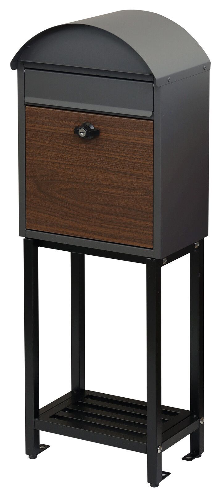 スタンドポスト 郵便ポスト 置き型 おしゃれ 北欧 木目調 棚付き 鍵付き A 4対応 Simon シモン