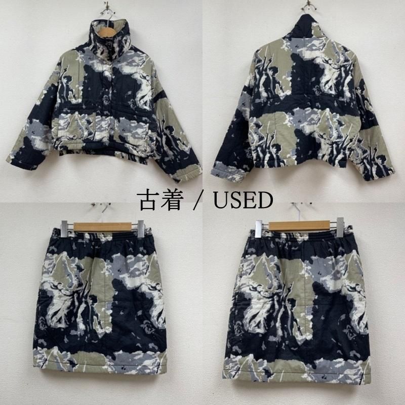 古着 Elisabeth de Senneville 中綿 ジャケット セット アップ 絵画 ミニタイト スカート 台形 レディース M ISItems【USED】【古着】【中古】50122076