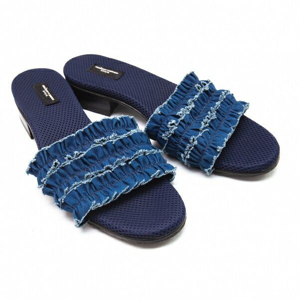 トリココムデギャルソンtricot COMME des GARCONS ギャザーストラップミュール 青24