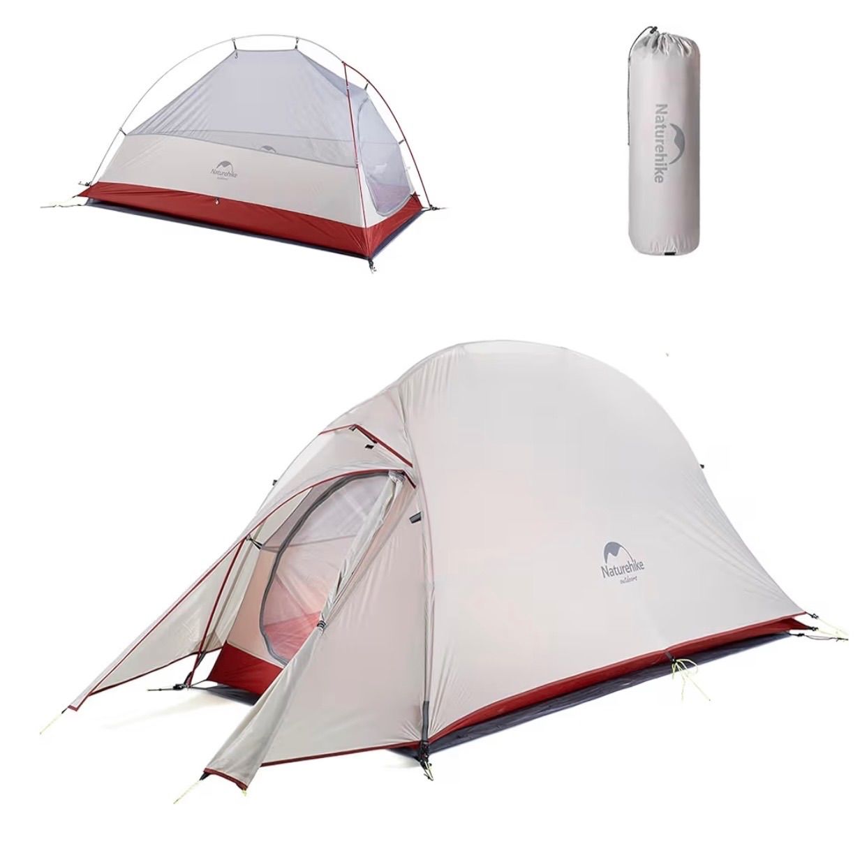 Naturehike Cloudup 1 軽量テント 防水4000 mm 荷物収納前室 4 91㎡大空間 自立式 ダブルY型構造 流線型抗風設計 メッシュインナー 設営簡単 通気窓付き グランドシート 1人用 コンパクト 軽量 ソロキャンプ 登山 山岳 簡易