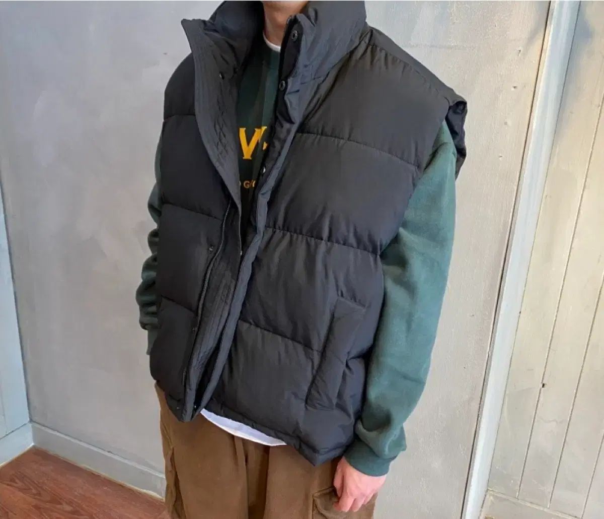 メンズ オーバーサイズ ウェルロン ダウンベスト