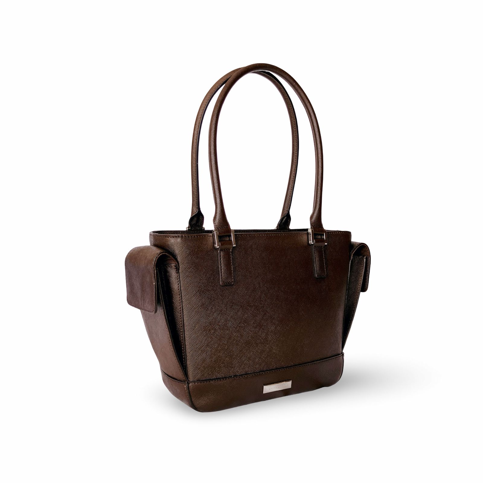 BURBERRY バーバリー ノバチェック 台形 レザー トートバッグ ブラウン