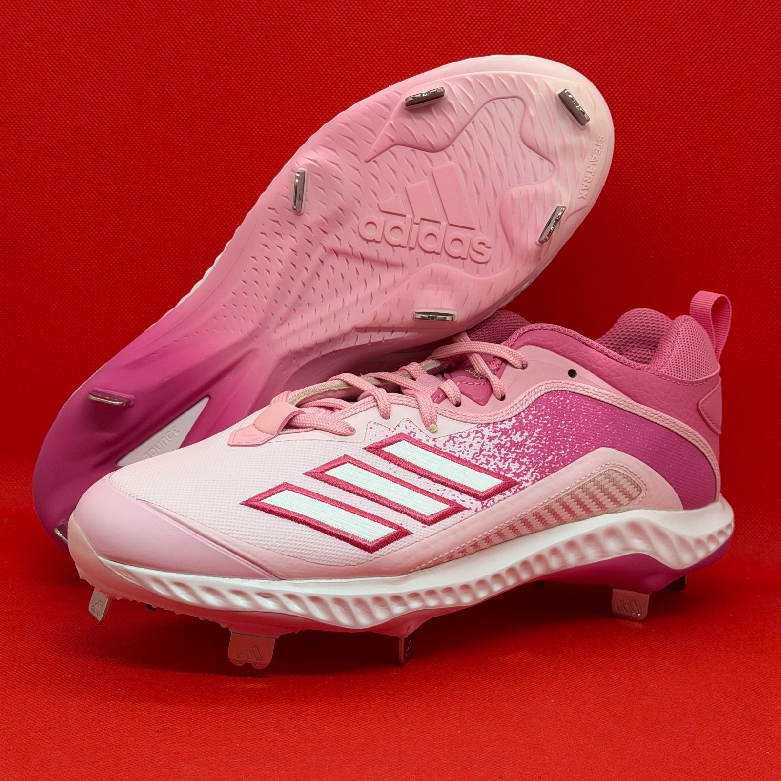 アディダス 野球スパイク 金具スパイク ピンク - メルカリ