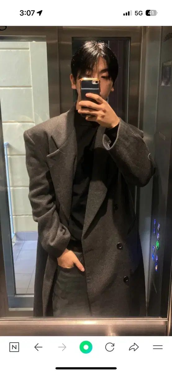 ベイ BAE ジンソル 定価16 マキシ ロング wool 70 チャコール ダブルコート L