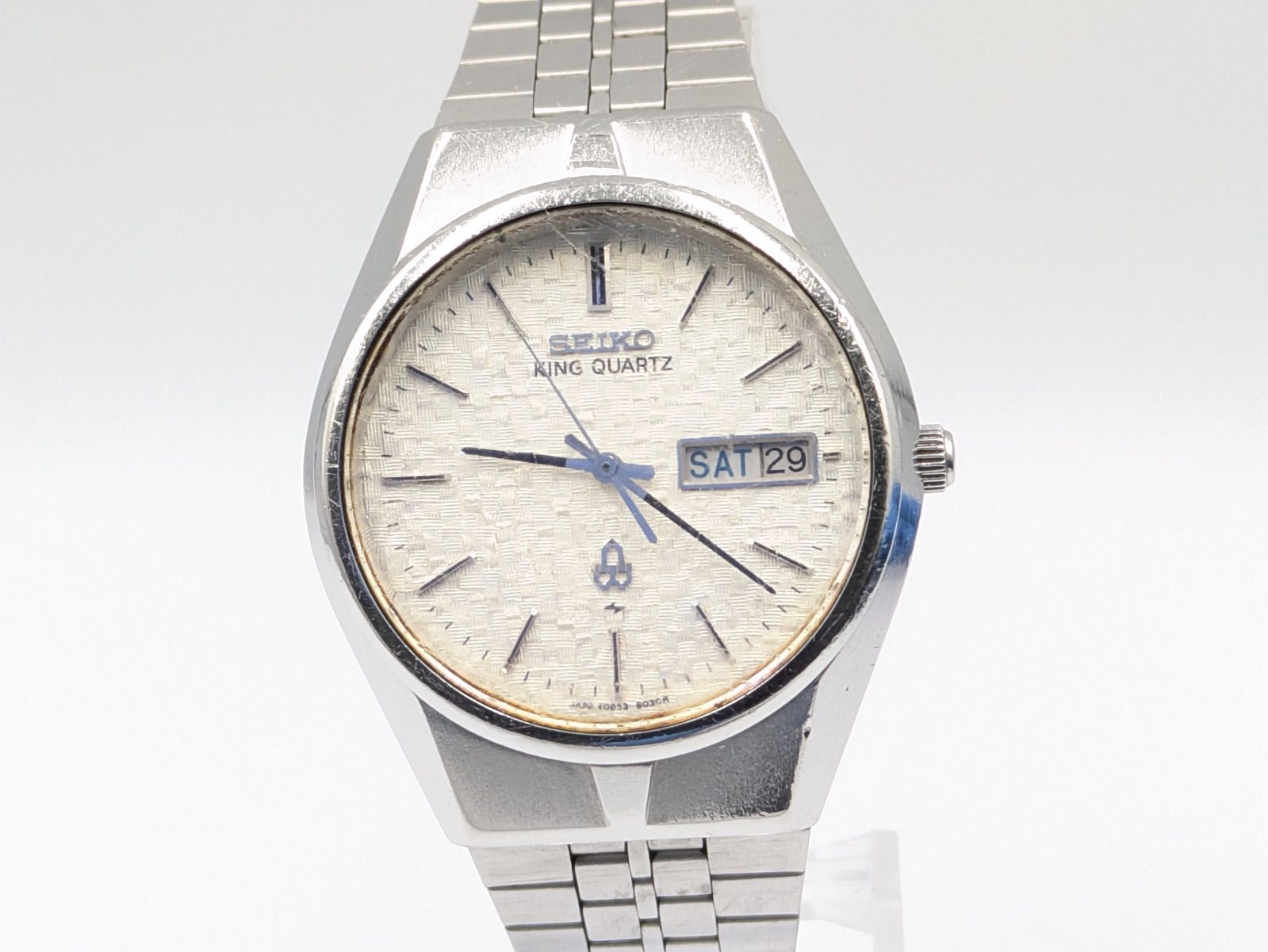 セイコー キングクォーツ デイデイト シルバー文字盤 メンズ腕時計