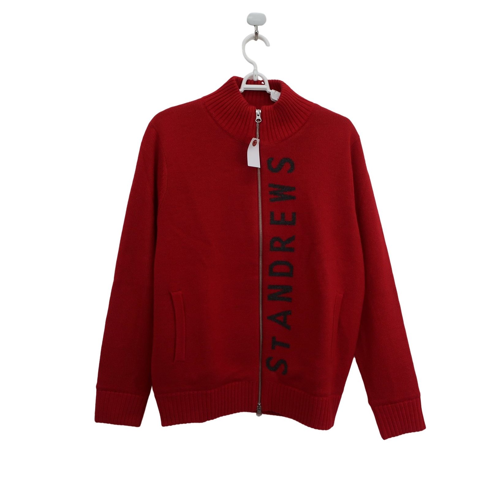 美品】St ANDREWS(セントアンドリュース) フルジップニットブルゾン 赤