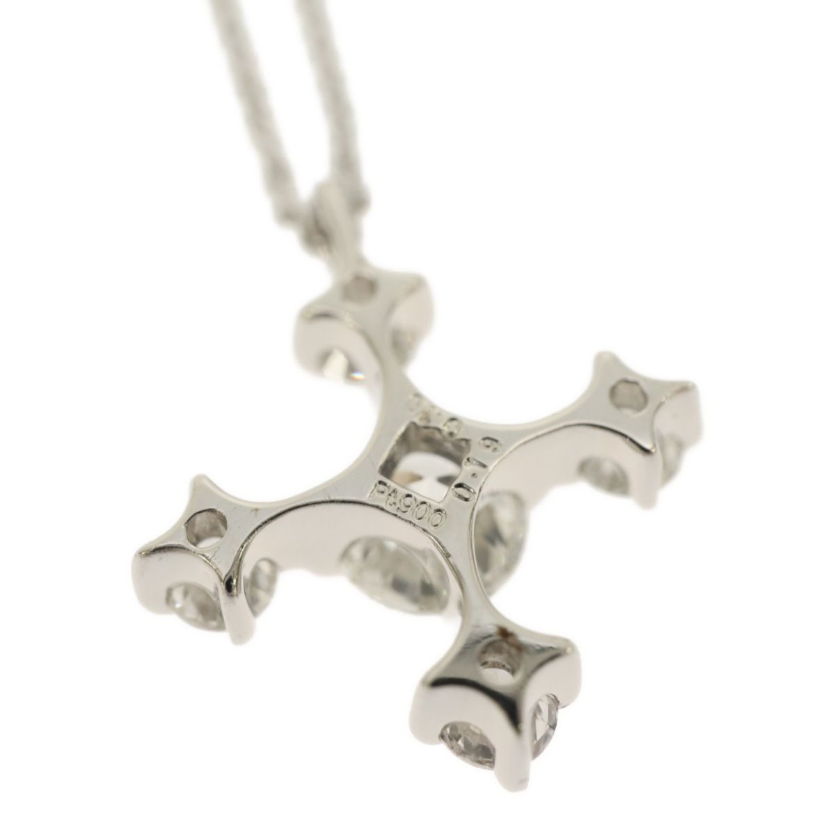 PT900 PT850 プラチナ ダイヤ0.19ct/0.10ct クロスモチーフ ネックレス 