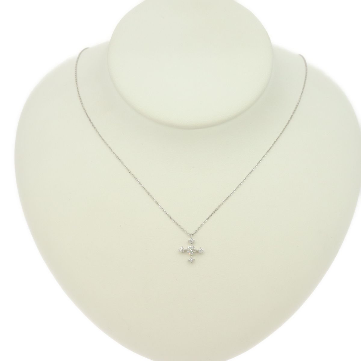 PT900 PT850 プラチナ ダイヤ0.19ct/0.10ct クロスモチーフ ネックレス 