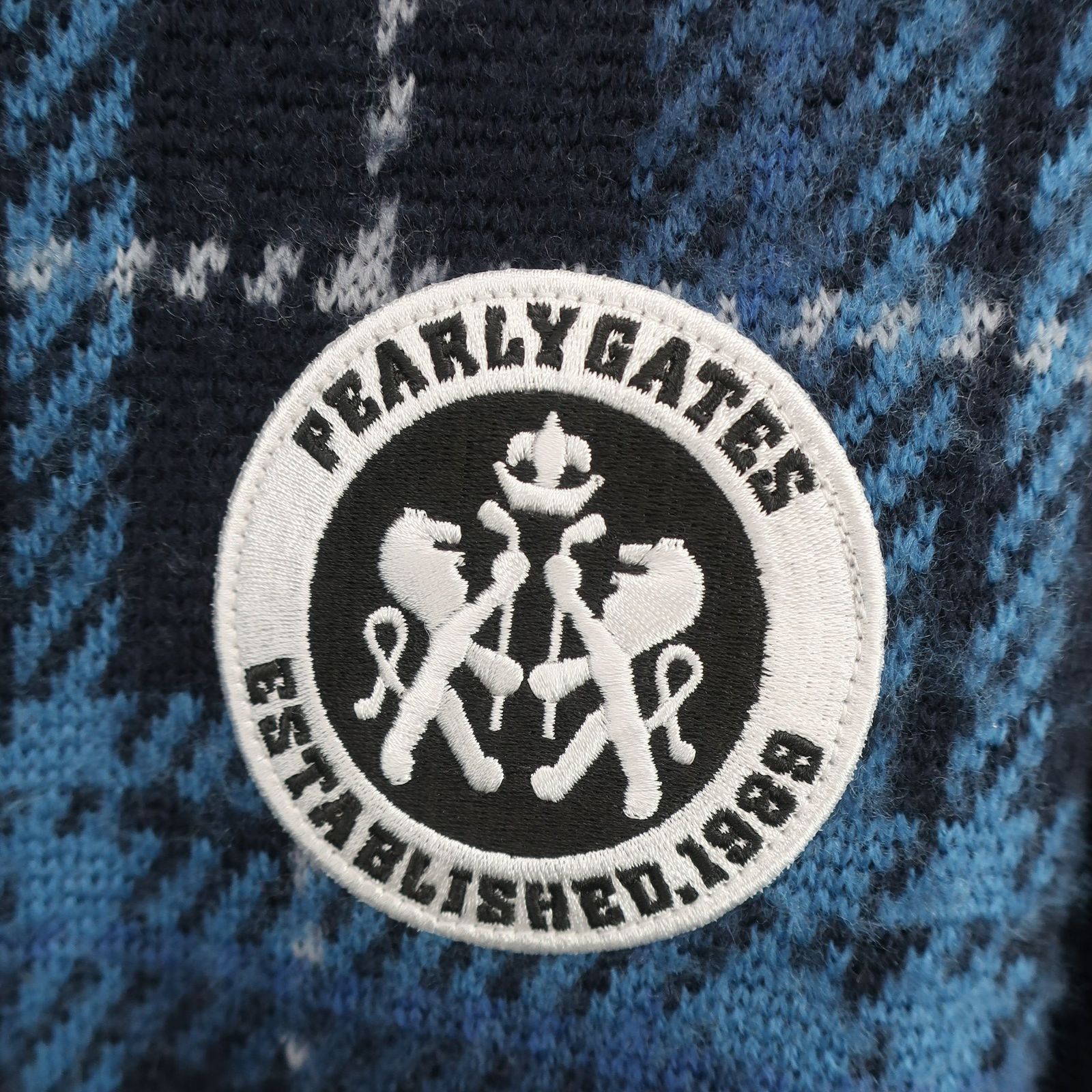 美品】PEARLY GATES(パーリーゲイツ) セーター 青黒チェック メンズ 5