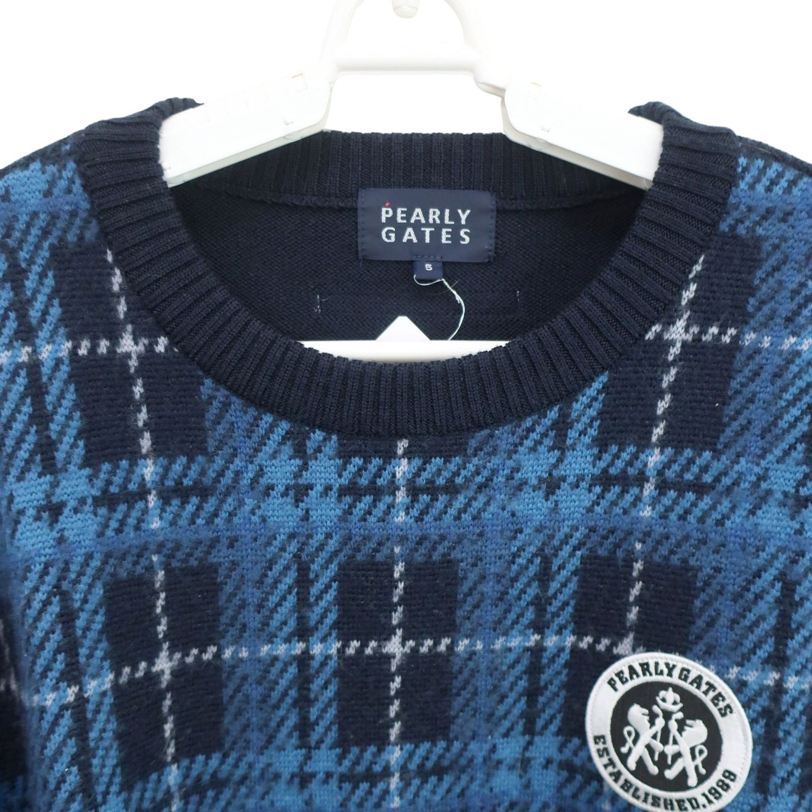 美品】PEARLY GATES(パーリーゲイツ) セーター 青黒チェック メンズ 5