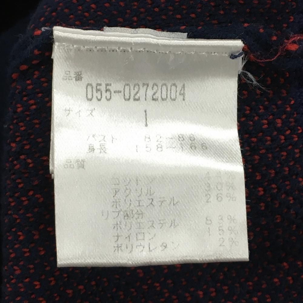 美品】パーリーゲイツ ニットジップパーカー ネイビー×レッド ボーダー