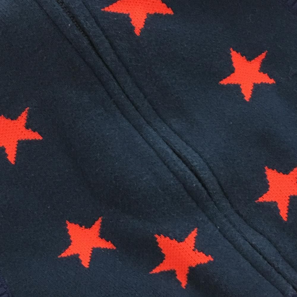 美品】パーリーゲイツ ニットジップパーカー ネイビー×レッド ボーダー