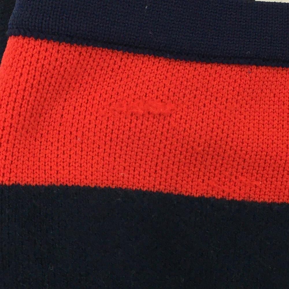 美品】パーリーゲイツ ニットジップパーカー ネイビー×レッド ボーダー