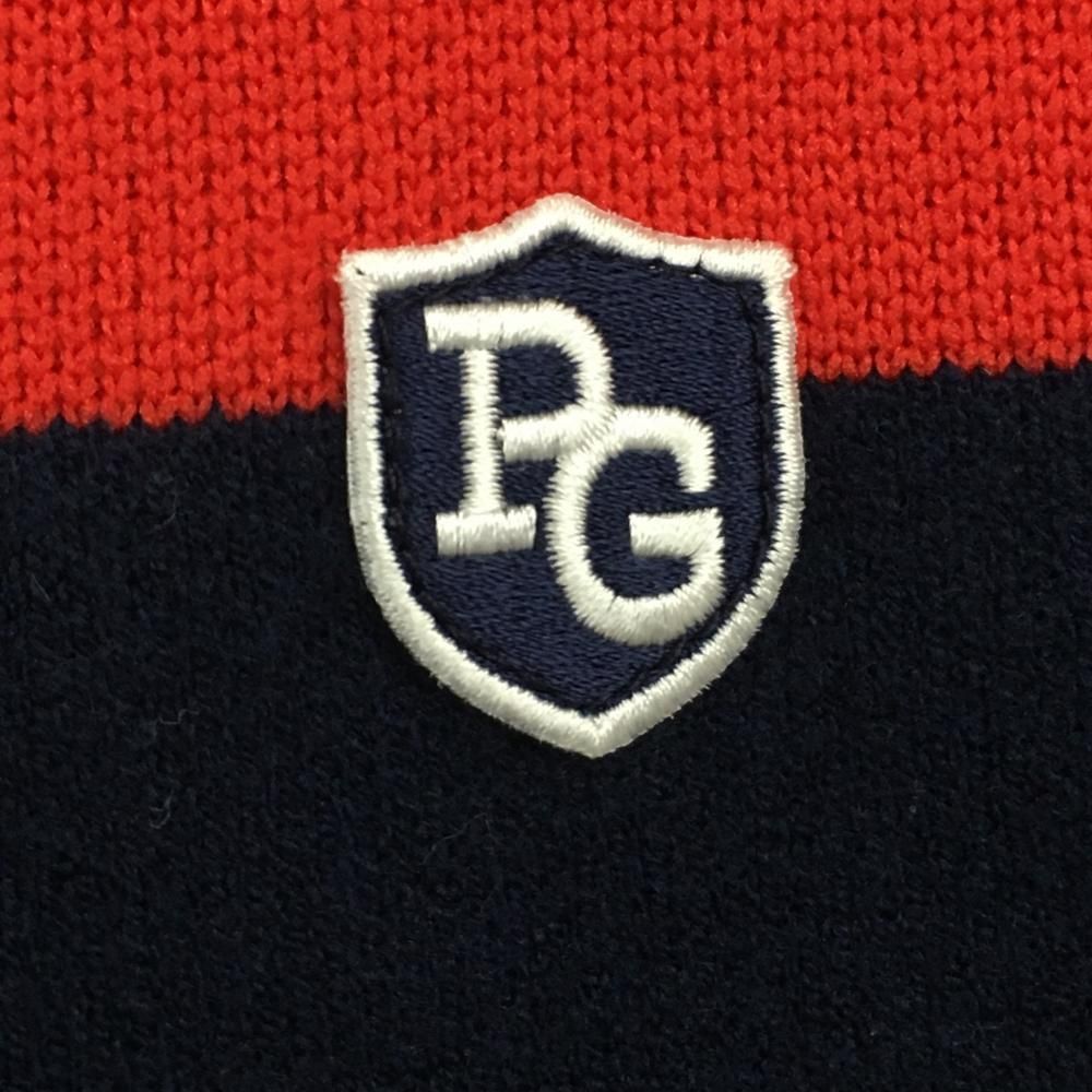 美品】パーリーゲイツ ニットジップパーカー ネイビー×レッド ボーダー