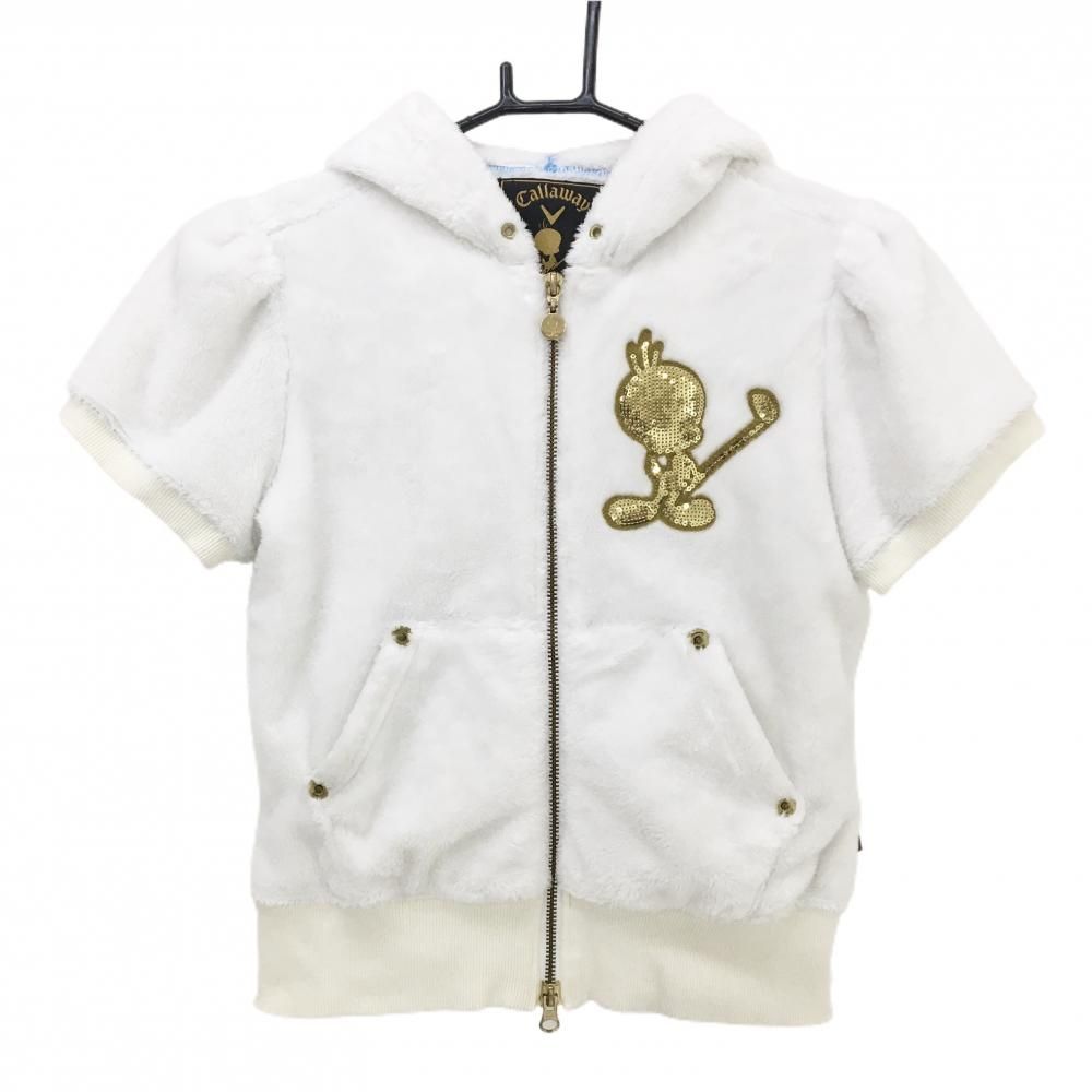 美品】キャロウェイ×Tweety 半袖ボアパーカー 白×ゴールド