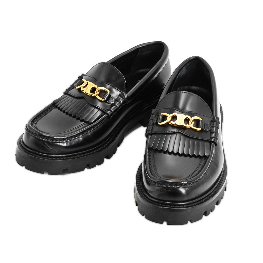 CELINE セリーヌ 靴 トリオンフチェーン付きCELINEマーガレットローファー 344893