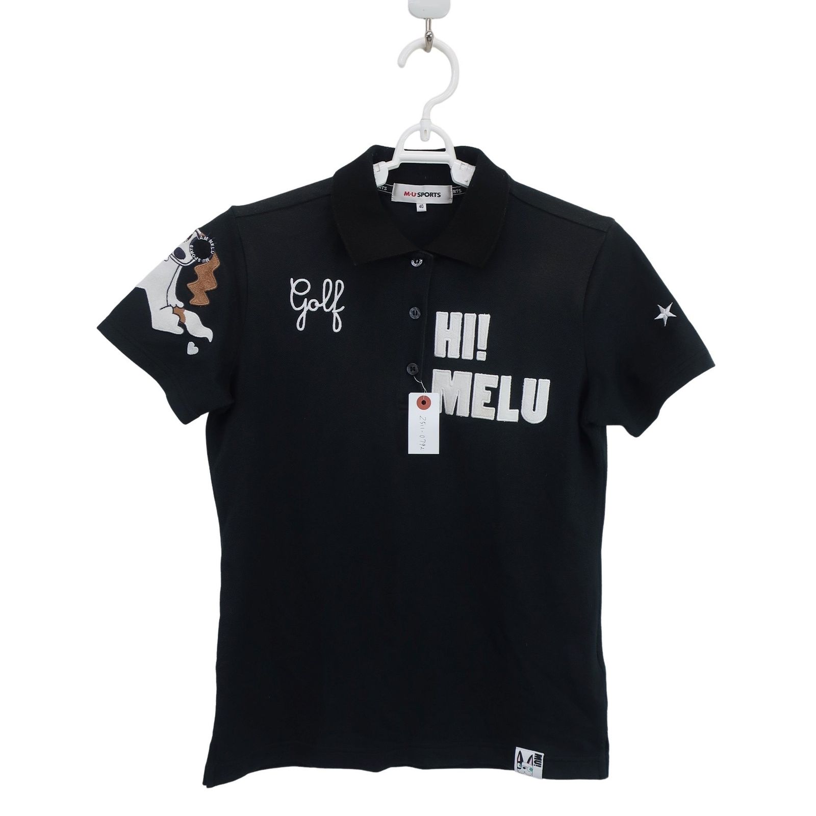 M.U SPORTS(エムユースポーツ) ポロシャツ 黒 レディース 40 ゴルフ