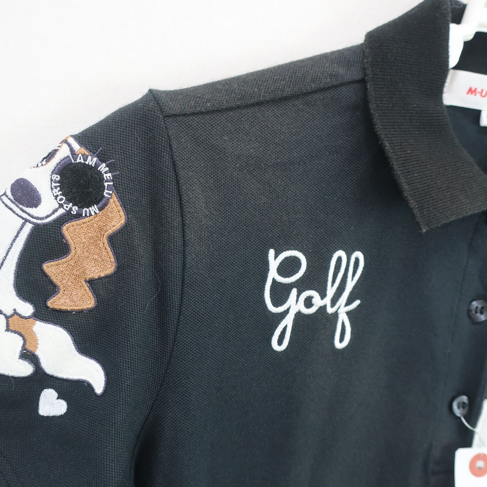 M.U SPORTS(エムユースポーツ) ポロシャツ 黒 レディース 40 ゴルフ