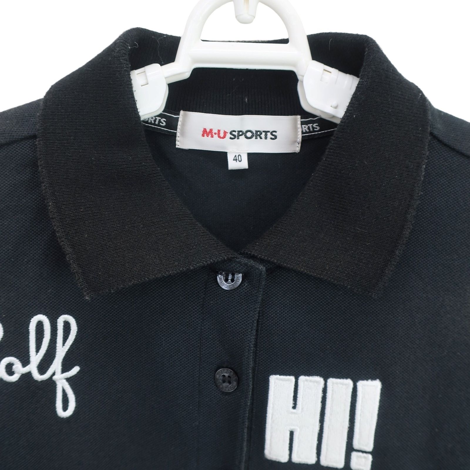 M.U SPORTS(エムユースポーツ) ポロシャツ 黒 レディース 40 ゴルフ