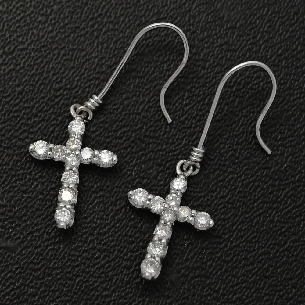 【新品未使用】PT900 天然ダイヤモンド　クロス　ピアス 楽天市場】Pt900【0.04ct】ダイヤモンド クロス ピアス【送料無料