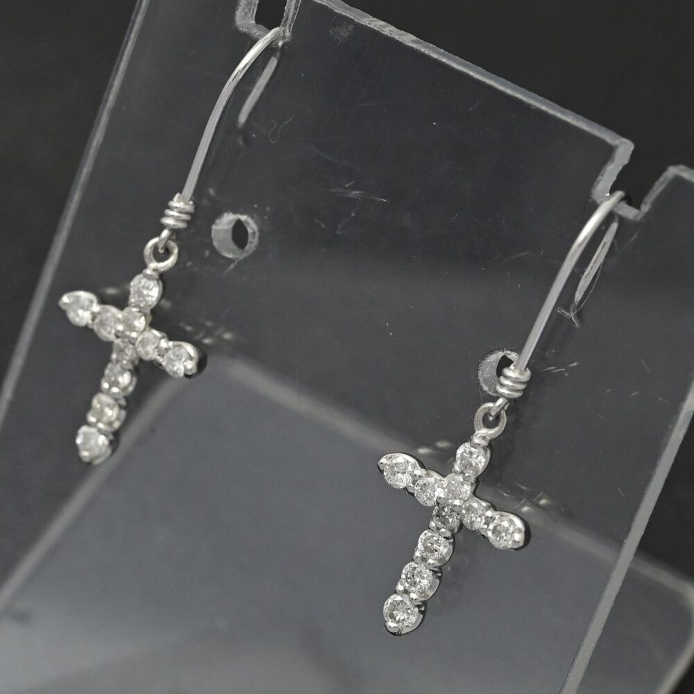 0.15ct/FD:0.15ct/クロスモチーフ ダイヤモンド フック ピアス/Pt900