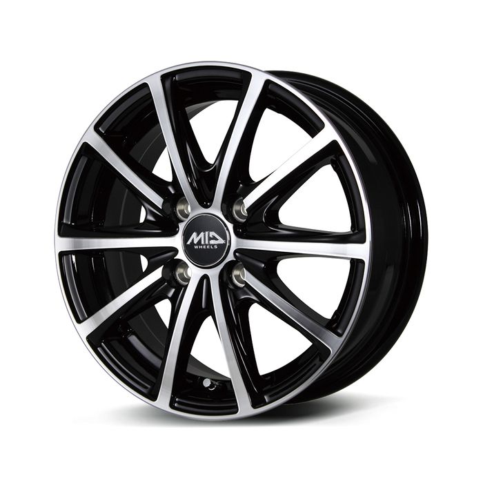 ホイール4本セット 12インチ 4 B 42 H 100 V 25 ブラックポリッシュ