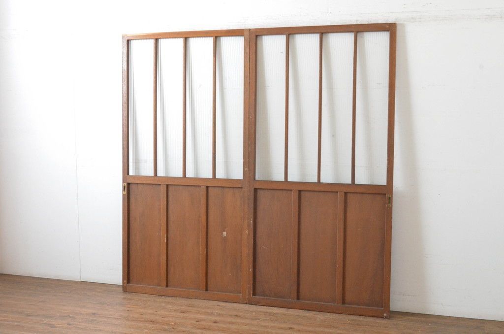 現状販売 引き戸 セット レトロ建具 モールガラス入り ガラス戸 4～7営業日前後で発送 修理加工希望の方3ヶ月程で発送 R-065060