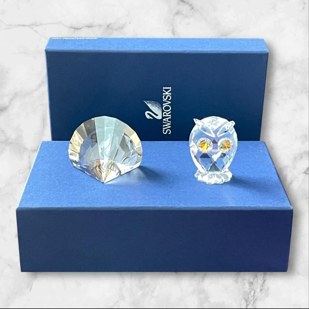 スワロフスキー】フクロウ ＆ ライオン ペーパーウェイト 2点 まとめ