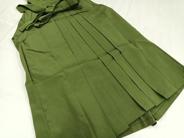 平和屋着物●男性 馬乗り袴 色無地 海松色 正絹 ph