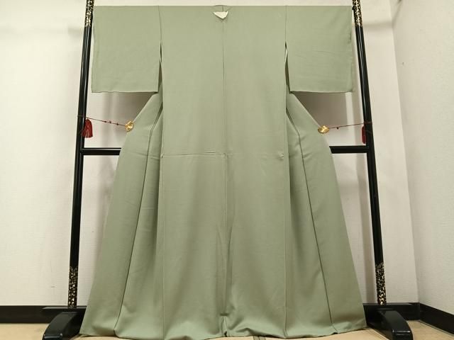 平和屋着物●上質な色無地 花地紋 山葵色 正絹 ♥ ph