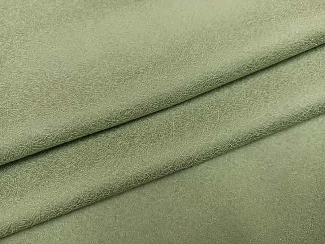 平和屋着物 上質な色無地 花地紋 山葵色 正絹 ph