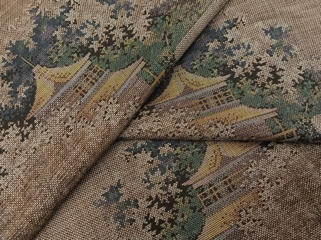 平和屋着物●本場大島紬 カタス9マルキ 風景樹林文 正絹 ph