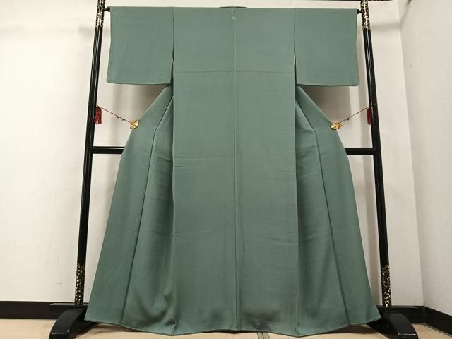 平和屋着物●上質な色無地 青白橡色 正絹 ph