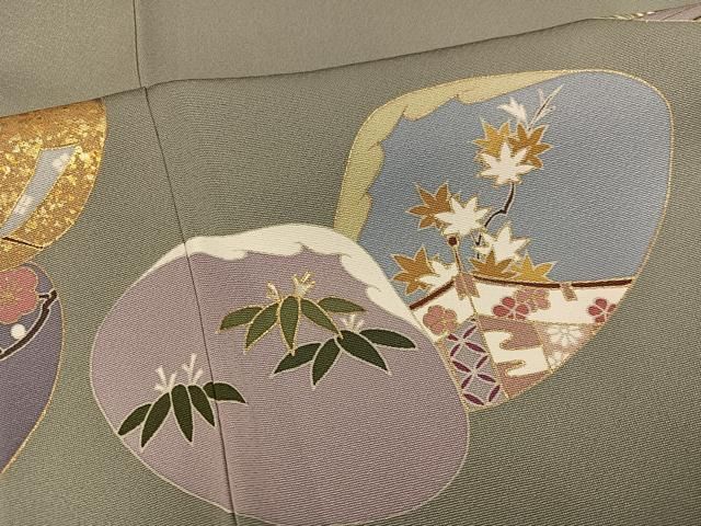 平和屋着物○豪華色留袖 駒刺繍 貝合わせ風景花文宝尽くし 金彩 正絹