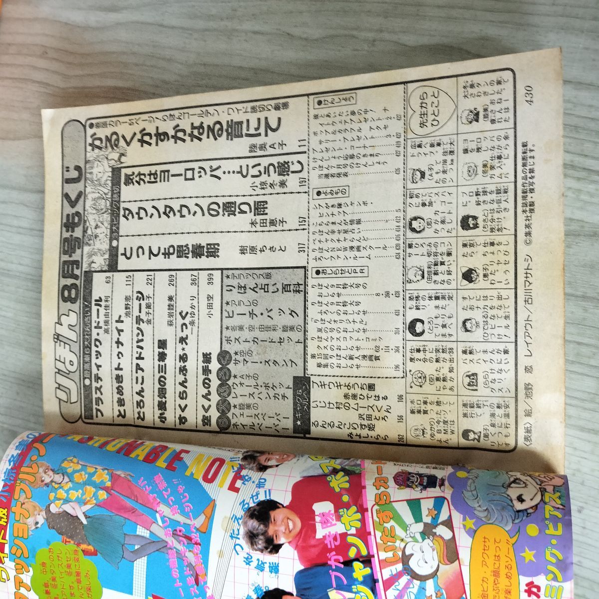 りぼん 1982年 8月号 昭和57年 付録欠 集英社 ときめきトゥナイト 池野