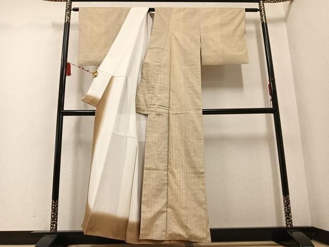  平和屋着物 ぜんまい紬 古代糸織 白鷹山ぜんまい糸 紗雪 反端付き 正絹 ph 紬 着物