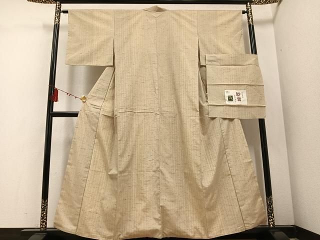 平和屋着物 ぜんまい紬 古代糸織 白鷹山ぜんまい糸 紗雪 反端付き 正絹 ph