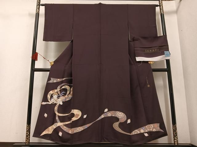 平和屋着物●世界的友禅作家　千地泰弘　色留訪問着　寿光織　天女　高級健取ちりめん　反端付き　正絹　逸品　AABE3996ph 平和屋着物○世界的友禅作家 千地泰弘 色留訪問着 寿光織 天女 高級健