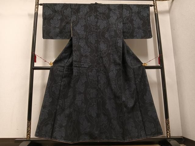 平和屋着物●結城紬 100亀甲 唐草文 正絹 ♥ ph