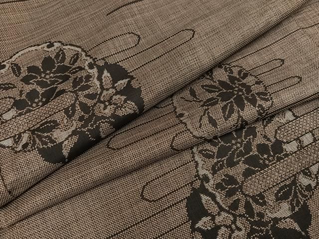 平和屋着物●本場大島紬 カタス9マルキ 雪輪エ霞草花文 正絹 ph
