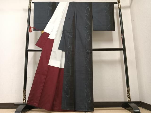  平和屋着物●本場大島紬 カタス7マルキ 間道 正絹 ph 紬 着物