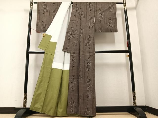  平和屋着物●本場大島紬 一元7マルキ 葡萄間道 正絹 ph 紬 着物