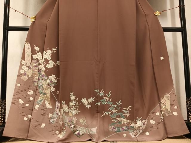  平和屋着物 京の名門 じゅらく謹製 帝王紫 古代帝王紫 色留袖 刺繍 花短冊文 金彩 正絹 ph 黒留袖 着物