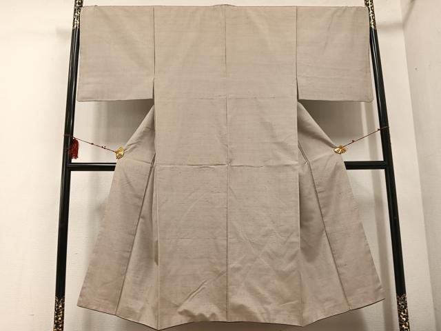 平和屋着物 男性 紬 色無地 白橡色 正絹 ph