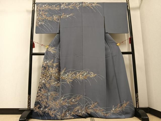 平和屋着物○創業460年・千總 訪問着 友禅 刺繍 草花文 暈し染め 金彩