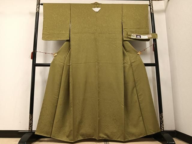 平和屋着物 上質な色無地 本場奄美大島泥染 芝地紋 赤塚次男作 反端付き 正絹 ph