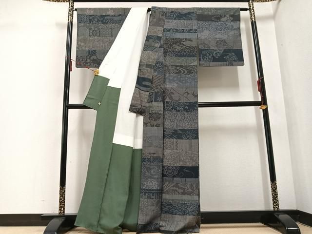  平和屋着物 本真綿結城紬 100亀甲 100柄 花蝶文 さが美扱い 正絹 ph 紬 着物