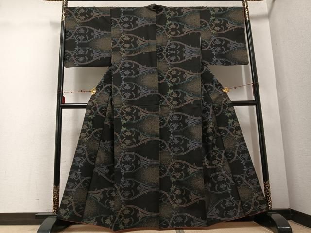 平和屋着物●本場大島紬 一元7マルキ 花尽くし 正絹 ph