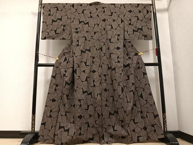 平和屋着物●本場大島紬 一元7マルキ 色紙重ね文 正絹 ph