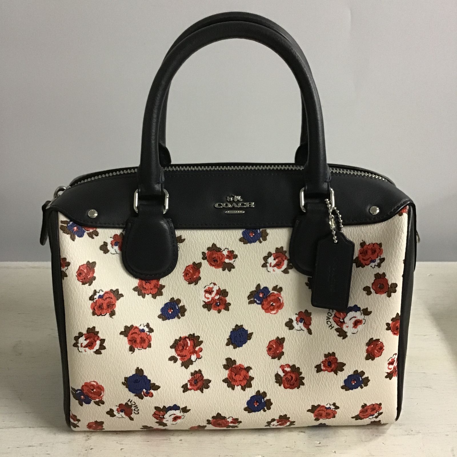 八戸85-4-20251208】COACH コーチ フラワープリント ミニボストン 